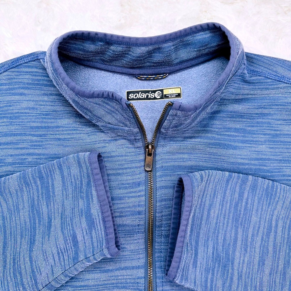 Solaris Mens XL Blue Space‎ Dye 1/4 Zip Fleece Lined Pullover Sweater Mock Neck